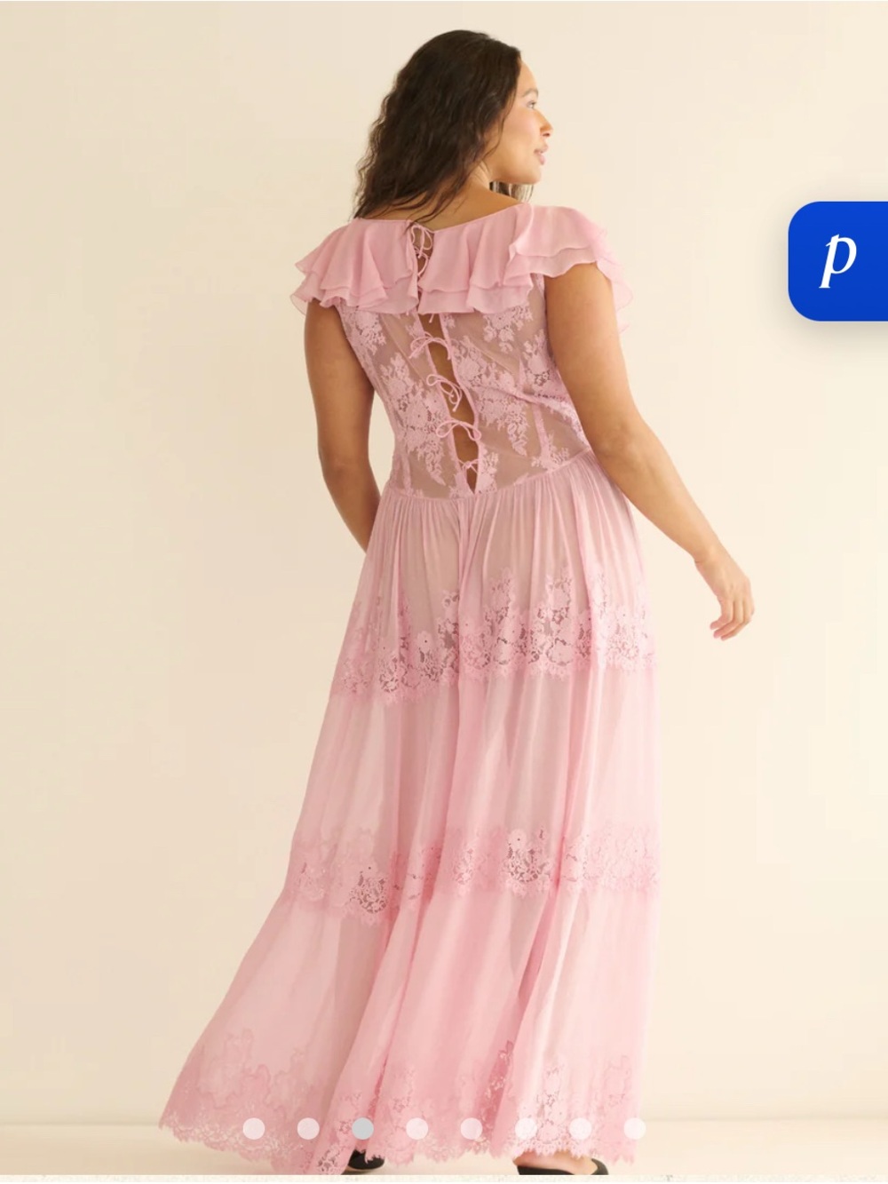 Doen Pink Ruffled Lace Maxi Dress with Sheer Bodice - Picture 5 of 7